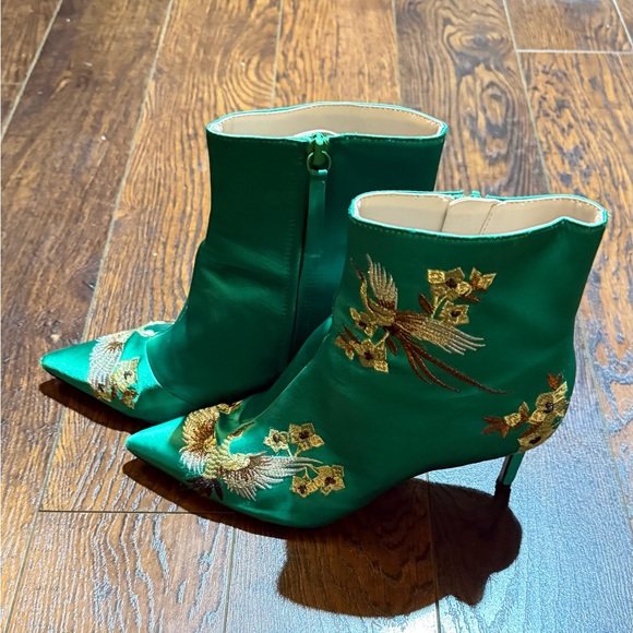 Zara Emerald Satin Green boots size 40/8.5 - Picture 3 of 10